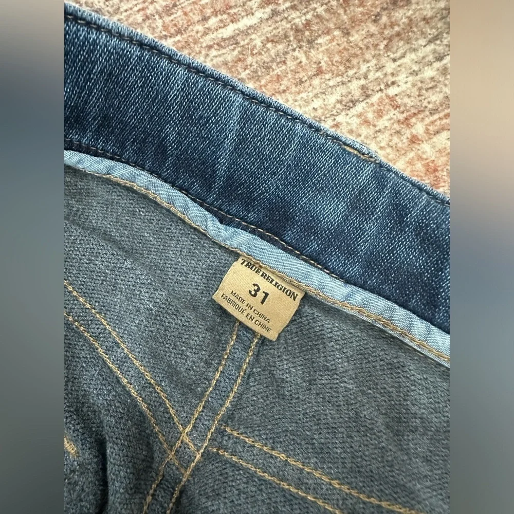 True Religion Twisted Dean Slim Blue Drawstring Denim Jeans Men's Size 31x30